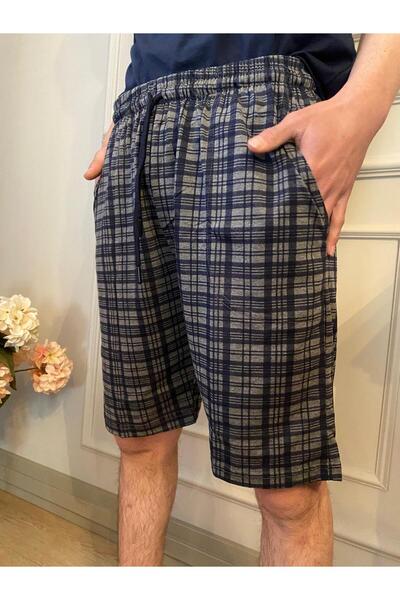 DÜVEN Чоловічі антрацитові шорти з кишенями з боків, 100% бавовна, у клітинку, для щоденного носіння