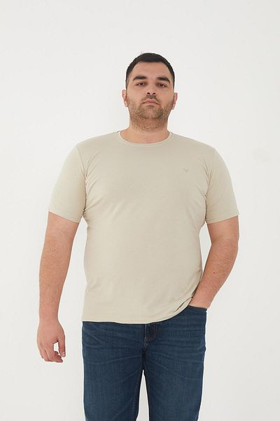 Maccali Men's Slim Fit Oversize Short Sleeve Basic T-Shirt Cream