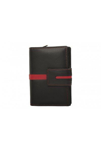 delis Women's wallet, Neira PT1401, genuine leather, Black/Red