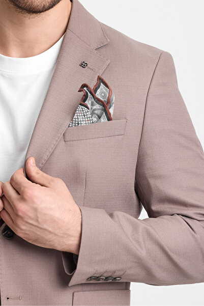 Frappoli Venüs Erkek Vizon 4 Mevsim Rahat Kumaş Slim Fit Yarım Astarlı Spor Blazer Ceket