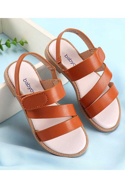 Babyoye Babyoye Sandals with Velcro Closure - Maroon