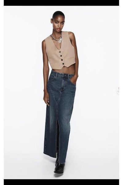 Butik Allbucks Zara, Lined Fabric Short Crop Vest Abzra4532