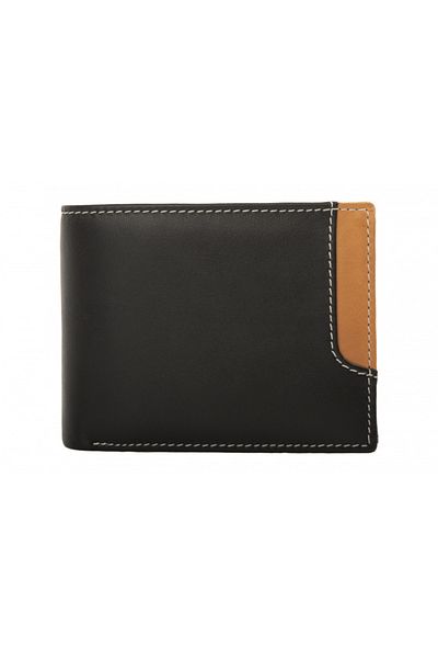 delis Men's wallet, Zorion PT1364, genuine leather, Black/Brown