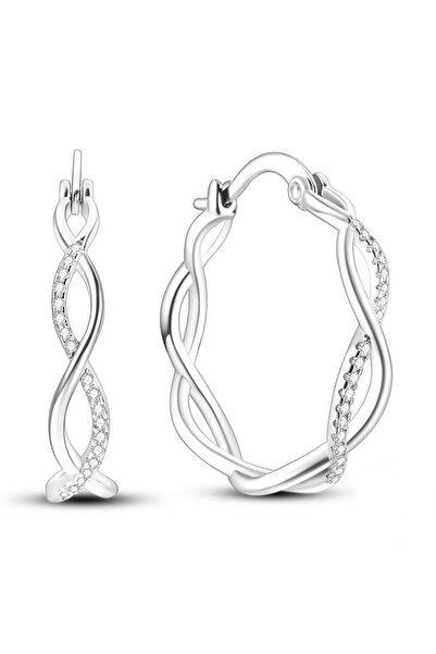 delis Cercei Tortițe Împletite din Argint 925, Placate cu Rodiu, Cercuri Stat...