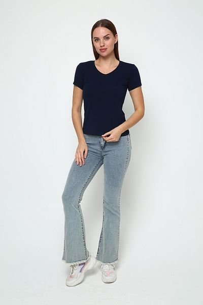 Oasis σούπερ ποιότητας V-Neck Skinny Slim Fit Μαύρο κοντομάνικο Lycra βαμβακερό γυναικείο μπλουζάκι