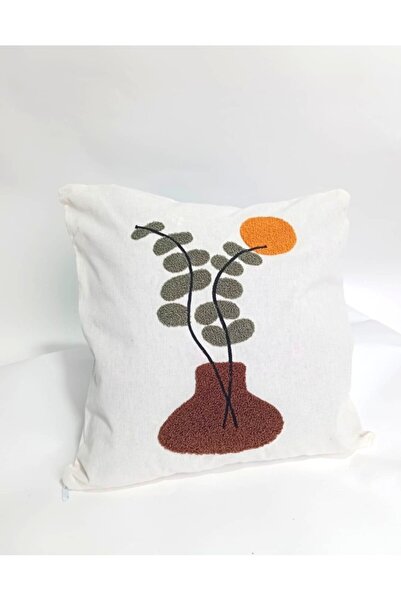 Magic Lady Bohemian Style Raw Fabric Punch Embroidered Throw Pillow Cover Set of 2