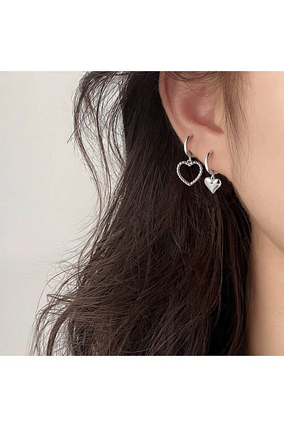delis Cercei Argint 925, Jw1068, Model Inima, Placati Cu Rodiu