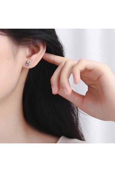 delis Cercei Argint 925, Jw816, Model Floare, Placati Cu Rodiu
