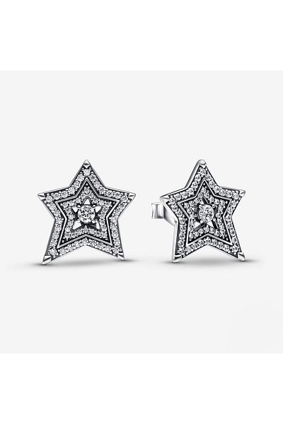 delis 925 Silver Earrings, Jw490, Star Pattern, Rhodium Plated