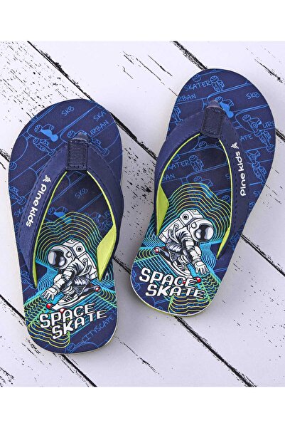 Pine kids Slip On Flip Flops with Astronaut Print - Navy Blue