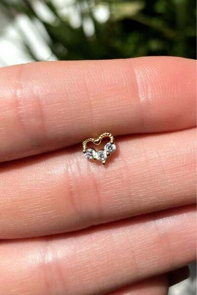Spossy Silver Jewelry 925 Ayar Gümüş, Kalp Piercing Küpe