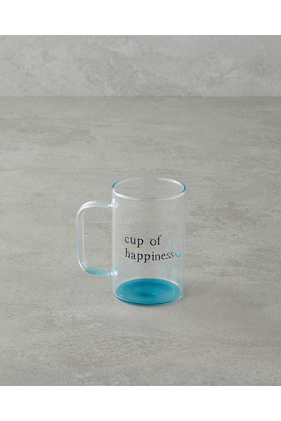 English Home Cup of Happiness Glass Mug 270 ml Blue