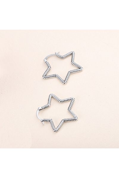 delis 925 Silver Earrings, Jw584, Star Pattern, Rhodium Plated
