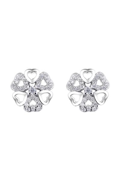 delis Cercei Argint 925, Jw734, Model Floare, Placati Cu Rodiu