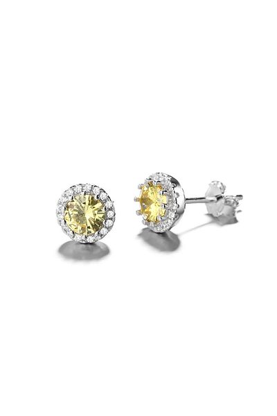 delis Cercei Argint 925, Jw784, Model Zirconiu Galben, Placati Cu Rodiu