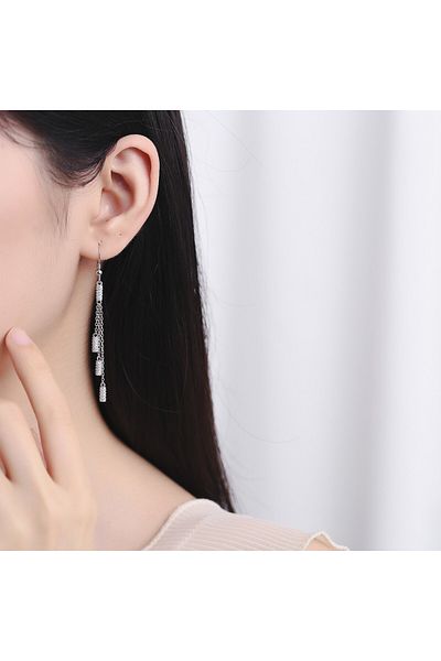 delis Long Earrings 925 Silver, Jw852, Elegant Model, Rhodium Plated