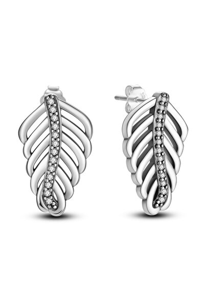 delis Cercei Frunză din Argint 925, cu Zirconiu, Placati cu Rodiu, Bijuterii ...
