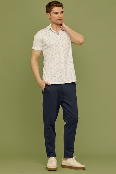 Sementa Παντελόνι με ελαστική μέση στενό πόδι - Navy Blue