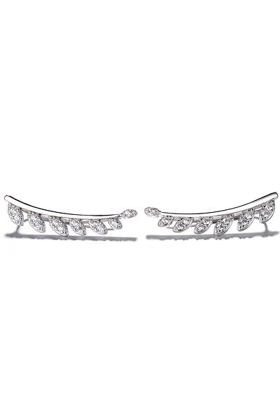 delis Cercei Ear Cuffs Argint 925, Jw679, Model Frunze, Placat Cu Rodiu