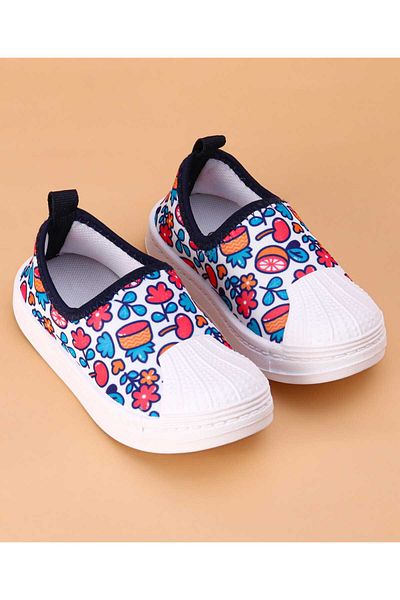 Cute Walk by Babyhug Cute Walk by Babyhug Slip On Casual Shoes with Floral Print - White, Blue, & Red