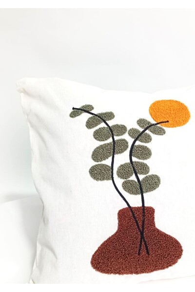 Magic Lady Bohemian Style Raw Fabric Punch Embroidered Throw Pillow Cover Set of 2