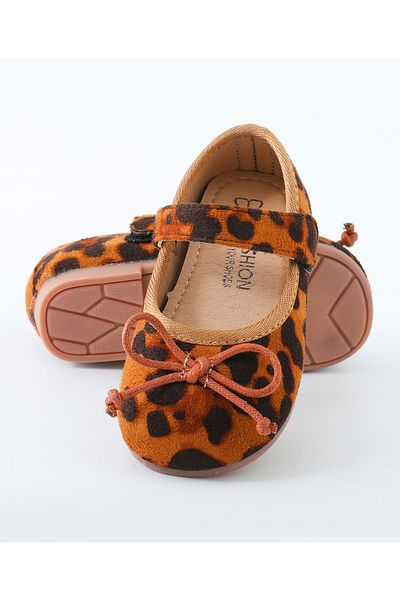 Mark & Mia Mark & Mia Leopard Print Velcro Closure Ballerina Shoes - Brown