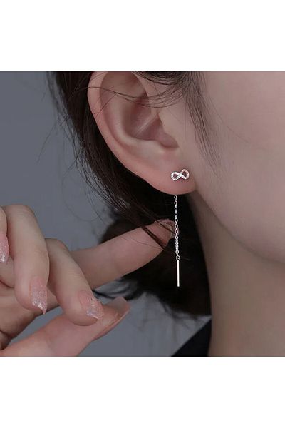 delis Cercei Lungi Argint 925, Jw962, Model Infinit, Placati Cu Aur