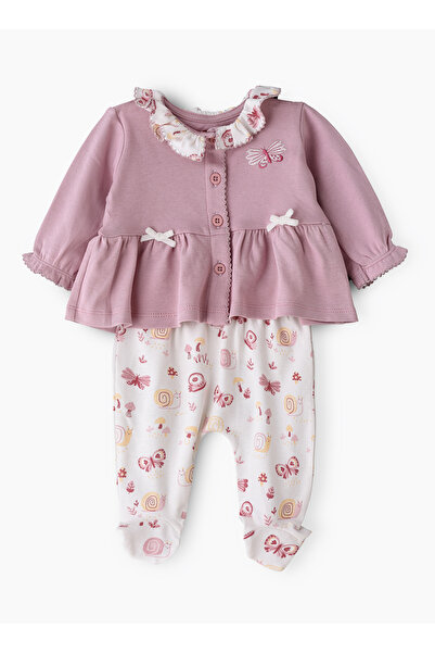 Basicxx رومبر بناتي بأكمام طويلة وياقة متعددة الطبقات مع كارديجان ببلوم