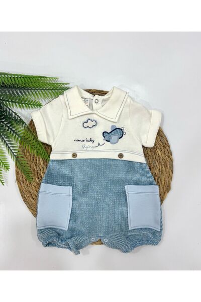 Moda Perisi Baby Uçak Baskılı Erkek Bebek Tulum