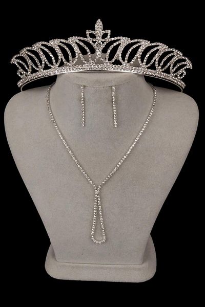 Hayalperest boncuk Set de cercei și coroană de mireasă Lade Elegant Crystal Stone