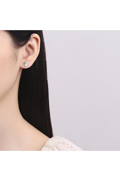 delis 925 Silver Earrings, Jw735, Clover Pattern, Rhodium Plated