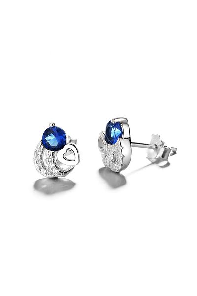 delis Cercei Argint 925, Jw789, Model Zirconiu Albastru, Placati Cu Rodiu
