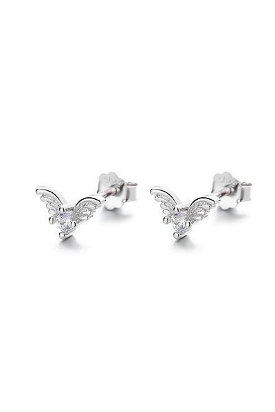 delis 925 Silver Earrings, Jw815, Wings Pattern, Rhodium Plated