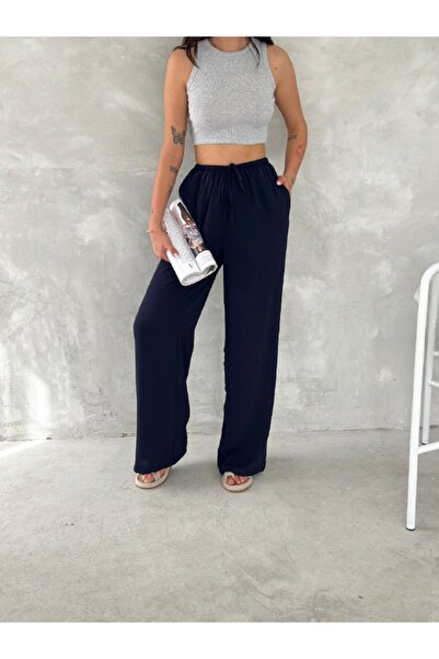 moda poni Pantaloni din material cu picioare largi