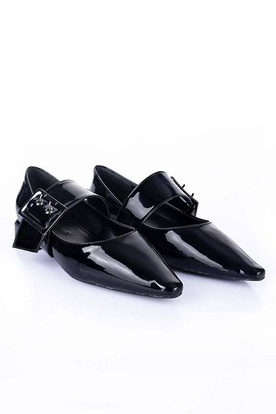 Getcho Devan Women's Patent Leather Black Ballerina Shoes