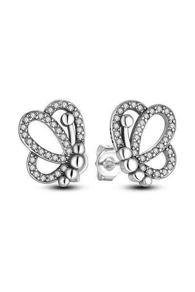 delis Cercei Argint 925, Jw508, Model Fluture, Placati Cu Rodiu
