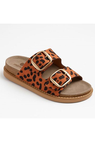 Mammamia Women's Leather Buckle Slippers D25Yt-1445 Lx - Orange - 38