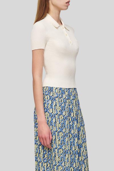 HUGO Women's Short Sleeve Polo Neck Sweater White