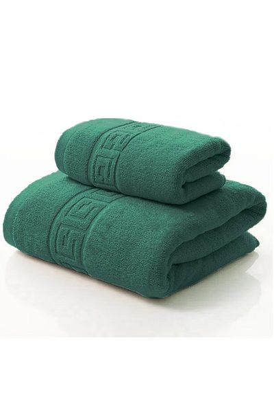 OEM Set of 2 Bath Towels 100% Cotton, thickness 500 gr/sqm, 50X90 cm, 70x140 cm, green