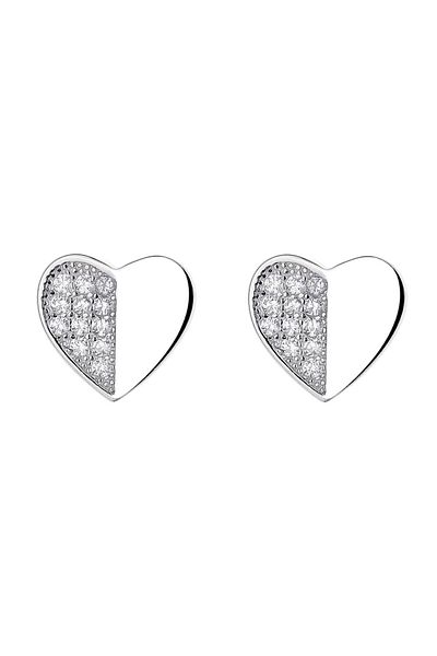 delis Cercei Argint 925, Jw726, Model Inima, Placati Cu Rodiu