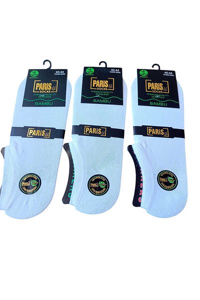 balkonda Men's Bamboo Socks 3 Pack Economical Seamless Sneaker Socket White Soft Flexible Çke1-1