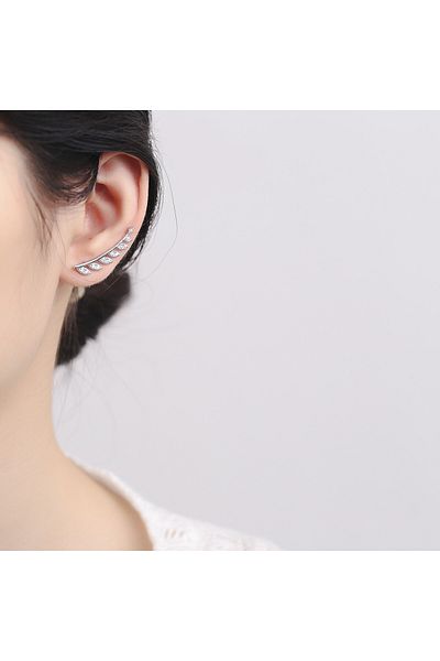delis Cercei Ear Cuffs Argint 925, Jw679, Model Frunze, Placat Cu Rodiu