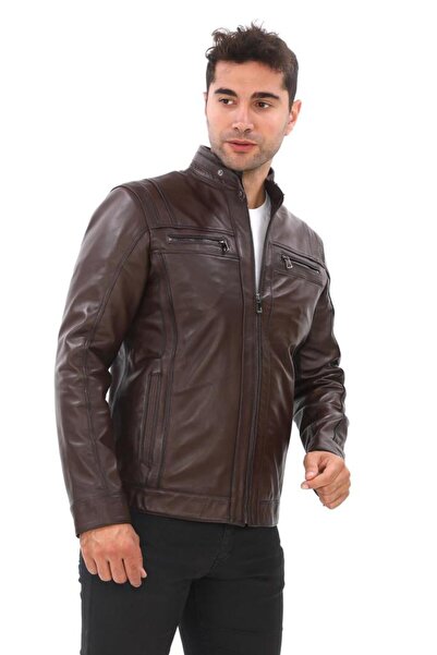 Sanalbolluk Spor Model Erkek Deri Mont Fındık Renk