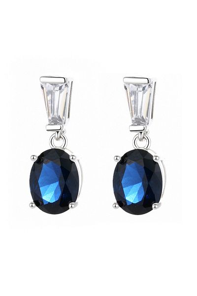 delis Cercei Argint 925, Jw798, Model Zirconiu Albastru, Placati Cu Rodiu