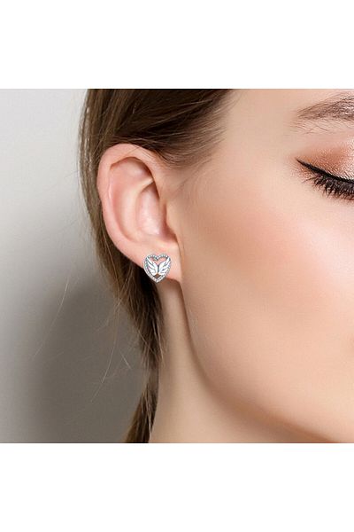 delis Cercei Argint 925, Jw605, Model Inima, Placati Cu Rodiu