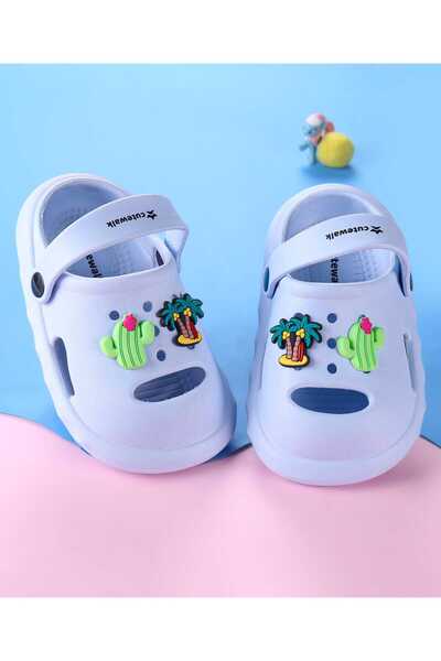 Cute Walk by Babyhug Cute Walk by Babyhug Clogs with Cactus & Palm Trees Charms - Light Blue