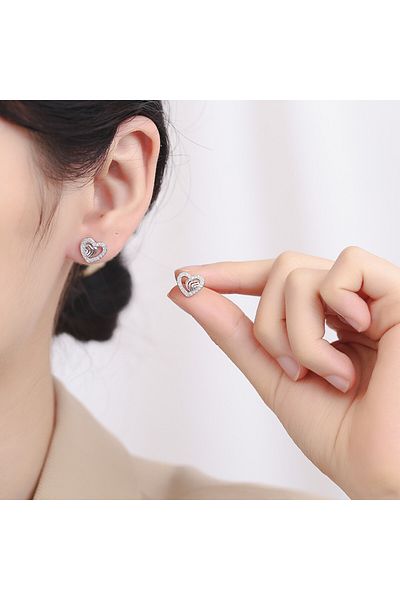 delis Cercei Argint 925, Jw730, Model Inima, Placati Cu Rodiu
