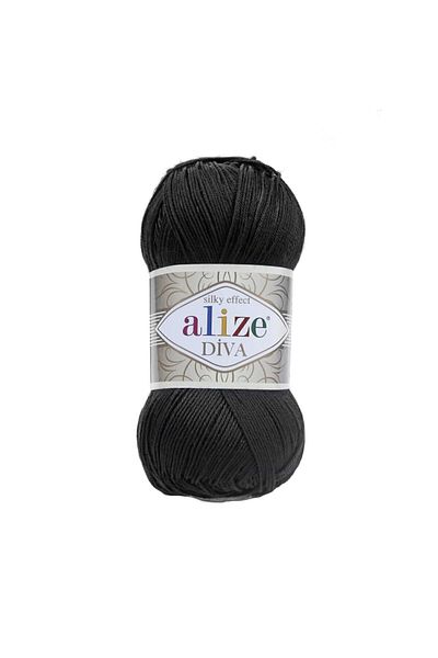 Alize 5 τεμάχια Diva Mercerized Thin Thread Καλοκαιρινό Μπικίνι Μπουστάκι Μπλούζα Πλέξιμο Νήμα 060 Μαύρο