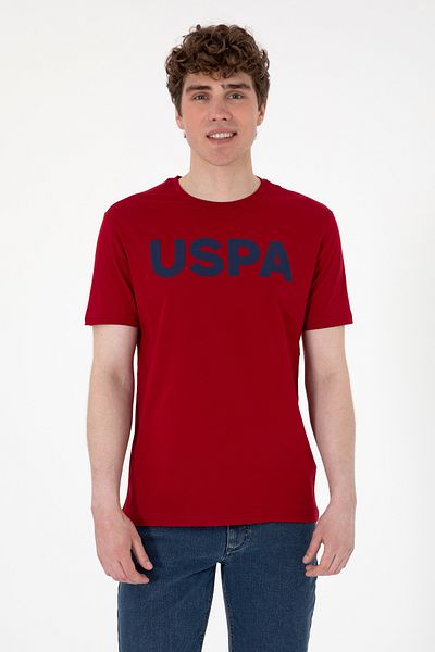 U.S. Polo Assn. Ανδρικό μπλουζάκι με κανονική εφαρμογή Crew Neck Claret Red Basic 50297988-VR014