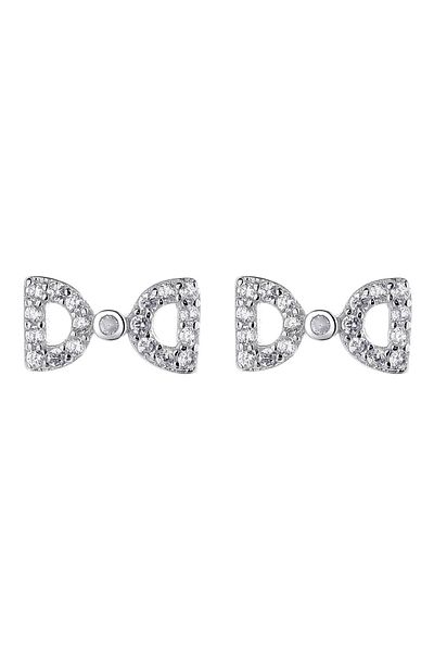 delis 925 Silver Earrings, Jw707, Bow Model, Rhodium Plated